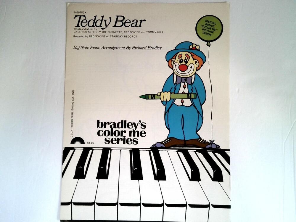 Teddy Bear 1976 Sheet Music For Piano Vintage Color Me Picture Inside Clown